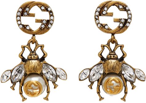 gucci bee earrings price|Gucci logo drop earrings.